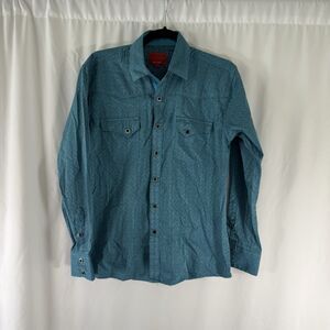 Patron CITO Red Label Pearl Snap Shirt Men's Small Blue Floral Long Sleeve